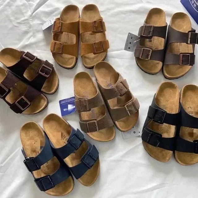 男女双带扣饰平底真皮软木舒适外穿凉拖 cheapfinds.org (35)